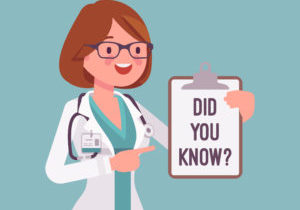 Did you know female doctor announcement. Professional medical consultation for women, popular healthcare fact explanation. Promotion, advertising information. Vector flat style cartoon illustration